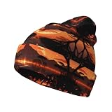 Animales de la Sabana Africana - Gorros holgados para mujer, gorros de invierno suaves y cálidos, gorros de punto para mujer, color negro
