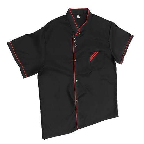 CONGARTENO Unisex Xxxl Black Short Sleeve Chef Shirt for Catering and Food Service Casual Loose Chef Clothing Breathable Oil Easy to Wash for Restaurants and Bakeries
