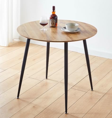 Hallowood Furniture Cullompton Small Dining Table with Oak Effect Top, 90cm