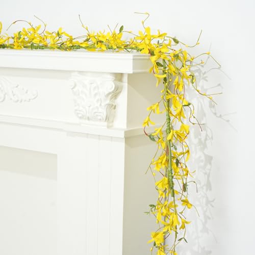 Fairblo 5.25FT Wildflower Garland Artificial Yellow Floral Flower...