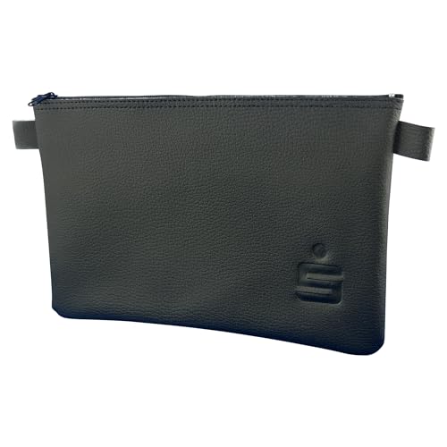 LITFAX Banktasche aus Kunstleder genarbt - Geldtasche A5 Format - Geldbeutel mit Reißverschluss - Sicher für Bargeld und Dokumente - Schwarz mit Sparkassen Prägung (26 x 17 cm 1 Stück)