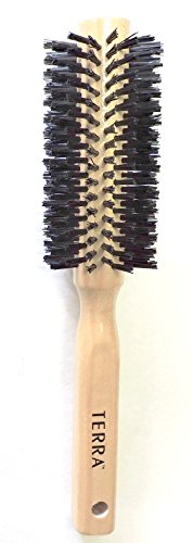 Terra 100% All Natural Wood Medium Nylon Bristles Unisex Professional Hairbrush for All Types of Hair