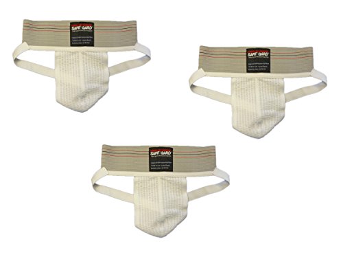 SafeTGard 3 Pack Special Adult Athletic Supporter Without Pocket (White/Gray, XLarge)