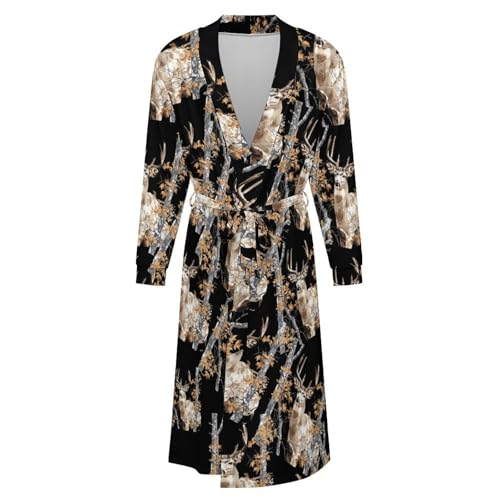Camouflage Deer Hunting Soft Robe Long Sleeve Bathrobes V Neck Sleepwear Spa Robes with Belt Men Woman4