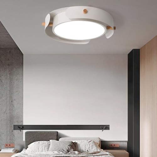 Plafonnier LED rond dimmable à l'infini avec télécommande et bois nordique - 3