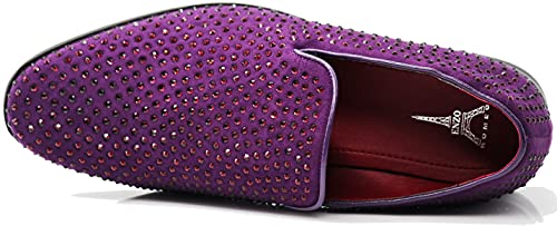 Image of SPK26 Men's Vintage Velvet Rhinestone Designer Dress Loafers Slip On Shoes Classic Tuxedo Dress Shoes