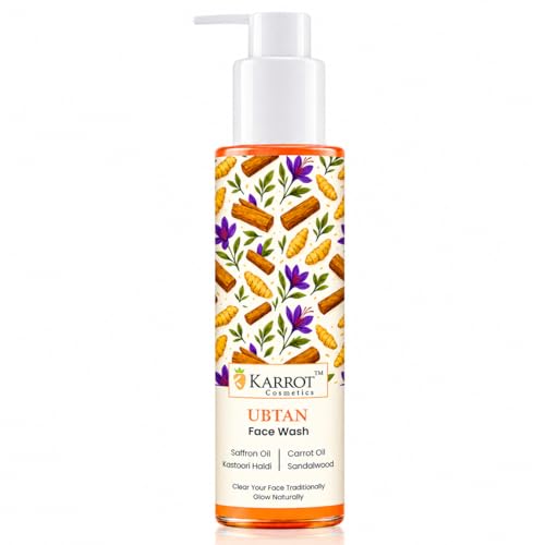 Image of KARROT Face Wash for Tan & Dull Skin | Ubtan Face Wash with Turmeric, Saffron, Sandalwood & Carrot Oil Helps Support Clear, Radiant Skin | Daily Cleanser 100ml