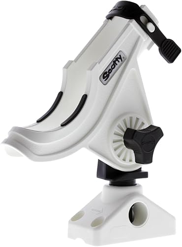 Scotty #280-WH Baitcaster/Spinning Rod Holder w/#241 Montaje en cubierta lateral (blanco)