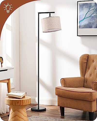 Lampadaire sur pied lin beige tête rotative 160cm EDISHINE