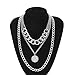 Produktbild Daimay Legierung Choker Halskette Mehrschicht Porträt Anhänger für Frauen Männer Chunky Chain Punk Gothic Halsketten Pullover Kette  Silber