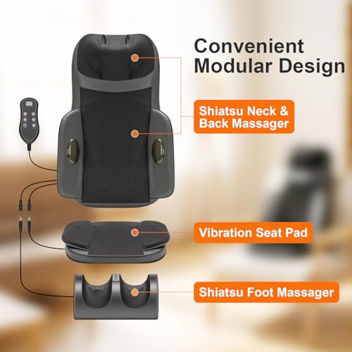 Image of Kalamera Shiatsu Neck Back Massager for Chair with Foot Massager