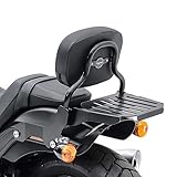 Blocage rapide pour montage e demontage du sissybar complet de la moto sans outils. Porte-bagages arrière pour un rangement facile des sacs et des rouleaux de bagages