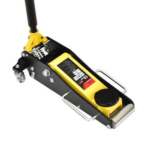 kaitou ジャッキ アルミ 1.5t ガレージジャッキ フロアジャッキ 低床車対応 デュアルポンプ式 ローダウン スチール (イエロー)