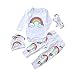 Jimmackey 4pcs Neonata Arcobaleno Pagliaccetto Completini, Bambina Nuvola Stampa Tutine Body + Stelle Stampa Pantaloni Vestiti