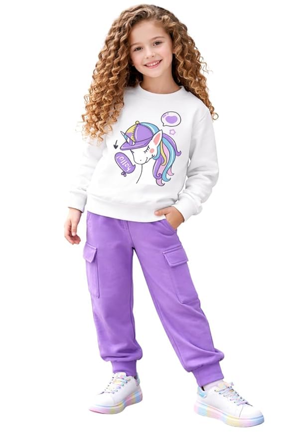 Girls Clothing Set.Kids Dress Girl. Unicorn Printed Sweatshirt wi...