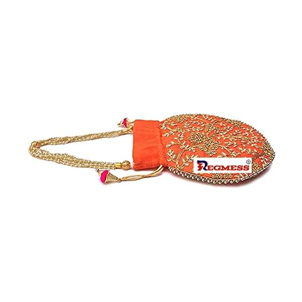REGMESS Rajasthani Style Royal Clutch Silk Batwa Bag/Ethnic Potli Women's Potli/potli for Gift/potli for Women Party - Image 4