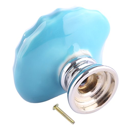 Joyindecor Ceramic Seashell Nautical Drawer Pulls Handles for Kitchen Cabinet Dresser Cupboard Wardrobe, Beach/Ocean Theme Knobs Coastal Dreseer Knobs, Pack of 6 (Blue) - Image 4