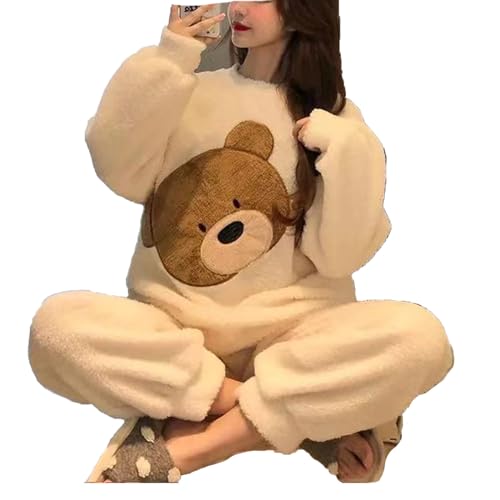 SCLDX Conjunto De Pijama De Dos Piezas para Mujer, Franela De Inv...