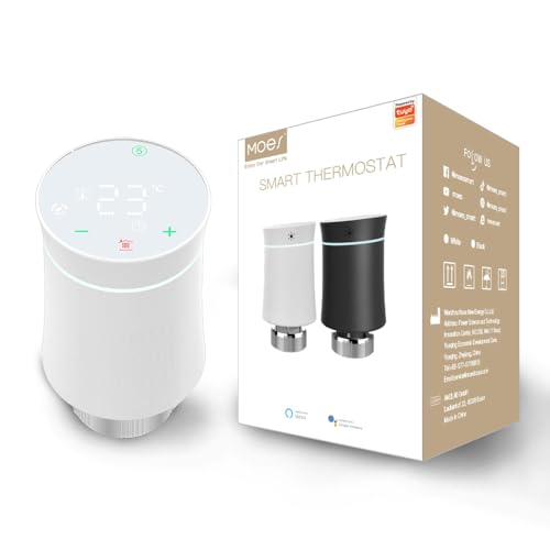 MOES Heizkörperthermostat WLAN,Zigbee Smart Thermostat Heizung,Energie Sparen,Programmierbarer Heizungsthermostat,Kompatibel Alexa/Google Home Stimmenkontrolle(erfordert MOES ZigBee Hub)