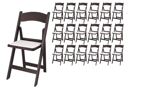 Image of BTEXPERT Resin Folding Chair Vinyl Padded Seat Indoor Outdoor Lightweight Set for Home Event Party Picnic Kitchen Dining Church School Weddings Set of 16 Brown