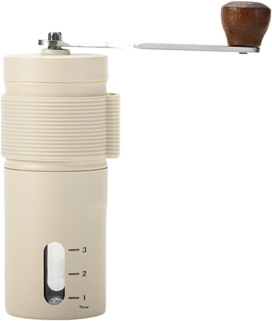 Portable Hand Crank Coffee Grinder Manual Burr Mill For Home Stainless Steel Conical(Powder-coated white)