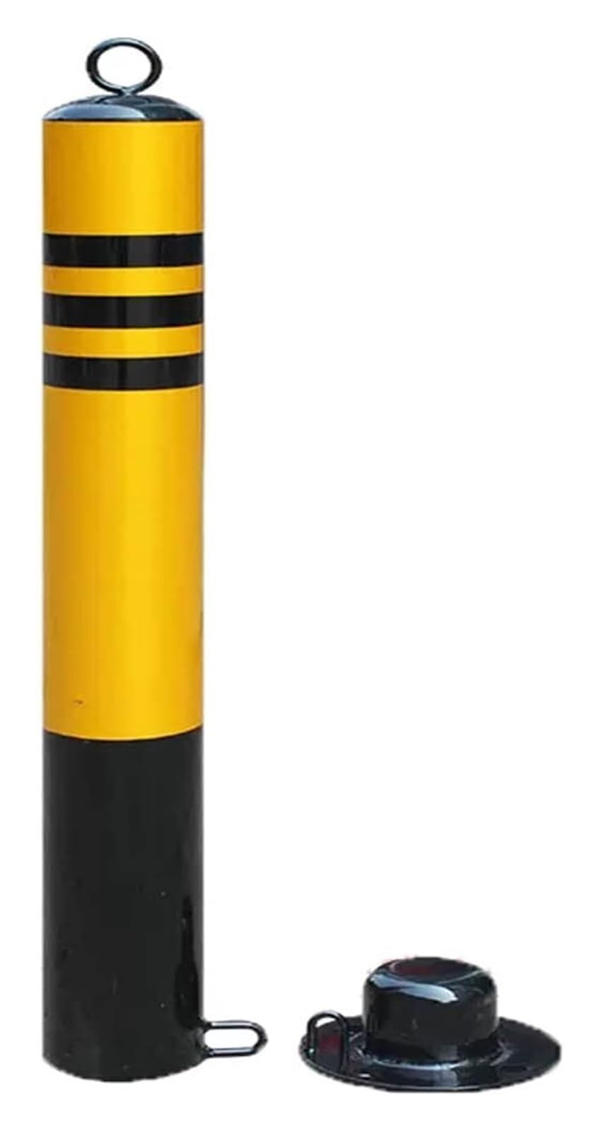 WDSOPK 1xParking Pile Steel Locked Parking Bollards, Lockable Parking Bollards, Yellow and Black（76x600mm）