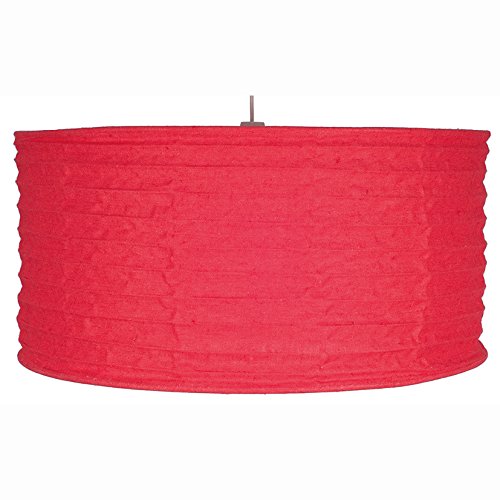 Contemporary Jute Fabric Drum Shade for Pendant Lamps | Accordion Hessian Shade for Ceiling Lights Grey Lamp Shades | Lampshade for Ceiling Light Shade Bedroom (50cm, Red)