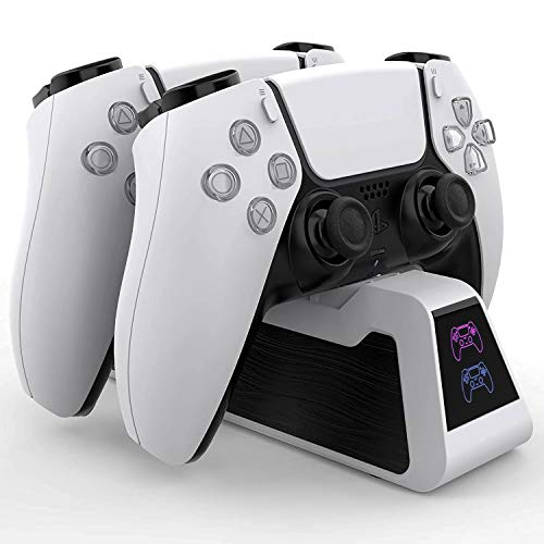 Lammcou Laadstation voor PS5-controller, vervangende snelladende PS5 dualsense-opladerstandaard met statusindicator en Type C-kabel, dubbel laadstation Compatibel met PlayStation5-accessoires