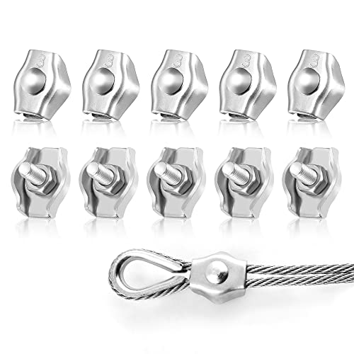 LYCXAMES M3 Drahtseilklemme, 10 Stück 3mm Klemme, Edelstahl 304 Kabelklemme, Drahtseil Stahlseil Wäscheleine Markise Fixiert