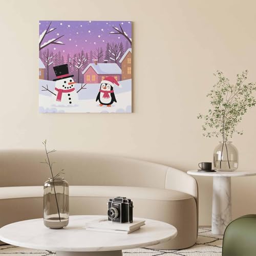VamJump アートパネル 絵画 冬 雪だるま ペンギン アニメ クリスマス インテリア 壁掛け 北欧風 子供部屋 かわいい キャンバスプリント 1:1 リビング 保育園 プレゼント ギフトトイレ 部屋に飾る絵 アート 絵 置物 雑貨 癒しグッズ 人気