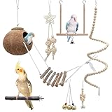 Bssowe 7 Piezas Juguetes para Loros, Juguetes Colgante para Pájaros, Pájaros Juguete con Campanas, Juguete Agapornis para Jaula para Pequeños y Medianos Loros De Aves, Periquitos, Pinzones