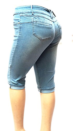 SOFIA'S Plus Size Women's Stretch Premium MID Rise Light Blue Denim Jeans Capri3