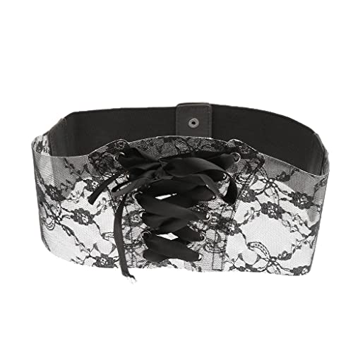 Ceinture large vintage femme corset élastique noir avec broderie élégante