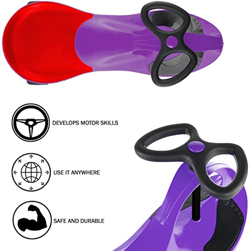 Image of Wiggle Car Ride On Toy - No Batteries, Gears or Pedals - Twist, Swivel, Go - Outdoor Ride Ons for Kids 3 Years and Up by Lil' Rider (Purple)