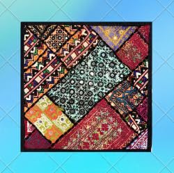 Doltri - Hand-made Art Ethnic Embroidery, Sequin Patchwork, Sofa Cushion Cover. (1 Piece)