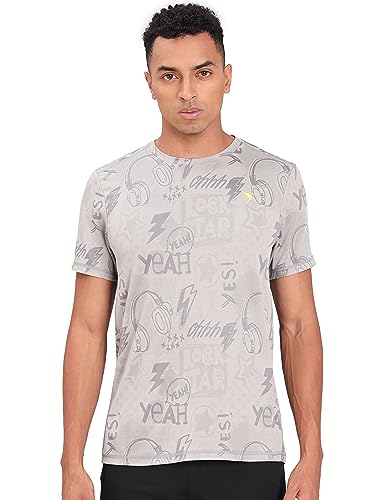Image of TECHNOSPORT Men Polyester Regular Fit Half Sleeve Jacquard T-Shirt with Double Cool, Quick Dry & Anti Microbial for Sports, Running & Casual Use