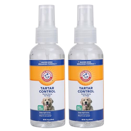 Arm & Hammer Tartar Control Dental Spray for Dogs, Mint Flavor Breath Freshener, Brushless Teeth Cleaning Oral Care with Baking Soda, Helps Reduce Plaque and Tartar Buildup, 4 Fl Oz - 2 Pack