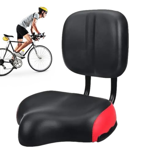 Asiento de bicicleta de gran tamaño | Sillín de bicicleta de gran tamaño cómodo con respaldo - Respaldo suave, sillín ajustable para bicicleta de montaña, bicicleta de carretera, triciclo para adultos