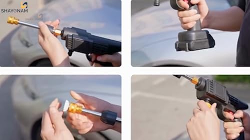 Image of CLEANGEL Cordless Portable Wireless Car Washer High Pressure Gun, Water Pressure Washer Gun for Car and Solar Panel Cleaning, Adjustable Nozzle 5M Hose Pipe (48V, 12000mah, Double Battery)