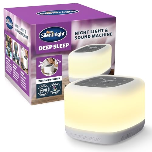 Silentnight Deep Sleep Night Light & Sound Machine - White Noise and Music - 28 Soothing Sounds for Baby Kids Adults - 8 Colours and 4 Breathing Exercises - Portable & Rechargeable, Wireless Bluetooth