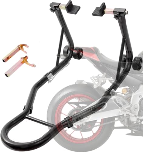 MOTOOS 220KG 485lbs Motorcycle Bike Rear Wheel Lift Stands Paddock Fork Swingarm, Black