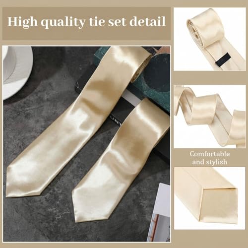 Image of Syhood 6 /12 /24 Pcs Men Ties Set Solid Satin Pure Color Business Formal Necktie Tie 57 inch for Men Occasion Wedding