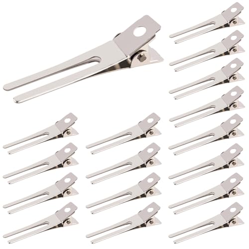 Gotetiso 50 Pezzi Fermagli per Capelli Clip di Anatra Bill di Capelli Acconciatura Doppio Punta Spillo Ricciolo Metallo Fermagli per Capelli Donna Coccodrillo Clip Argento DIY Molletta per Capelli