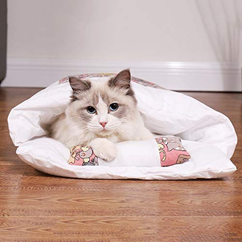 Ninhada de gato japonês saco de dormir de gato fechado removível e lavável colcha de gato inverno qu