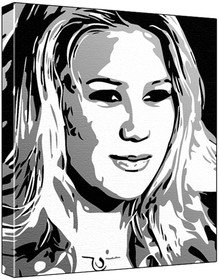 Anna Kournikova (100% Original Painting. Not A Print ) Acrylic Paint On Deep Framed Canvas (60 x 50 x 1.8 cm) 3-Colour Black/Grey/White-image-38