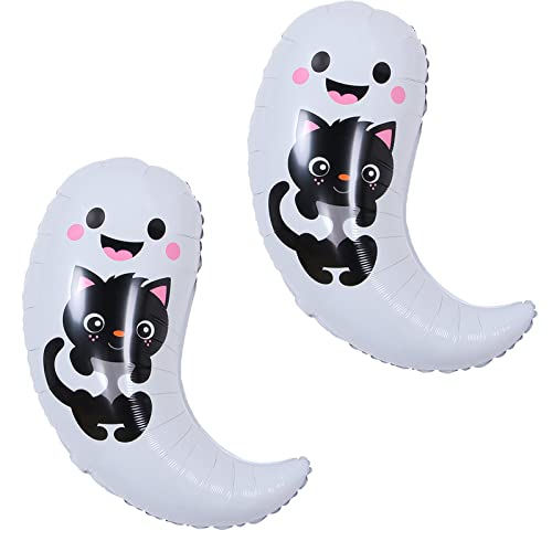 7Pcs Halloween Balloons Decorations Halloween Party Foil Mylar Balloons Halloween Spooky Ghost Balloons Black White Strip Balloons For Halloween Birthday Baby Shower Wedding Party Decor Supplies #TOP3