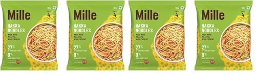 Image of Mille No Maida Hakka Noodles | Made with Millet and Whole Wheat | 27% of your Daily Fibre | Pack of 4 x 180 g