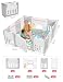 Dripex Laufstall Baby faltbar 150x150x62cm (14 Paneele) mit Spielboard, Laufgitter Baby, Kinderlaufstall & Babyzaun aus strapazierfähigem Plastik, Playpen für Innen & Außen, Grau