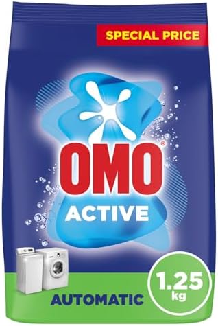 OMO Automatic Powder Laundry Detergent, Active,up to 100% stain removal in 1 wash*, 1.25 Kg, Packaging may vary