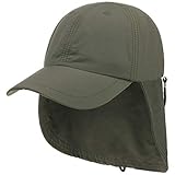 Nyloncap mit Schirm Lipodo Supplex Cap mit Nackenschutz Nyloncap Regencap Sonnencap Sommercap Damen/Herren - Schirm Frühling-Sommer - XL (59-60 cm) Oliv